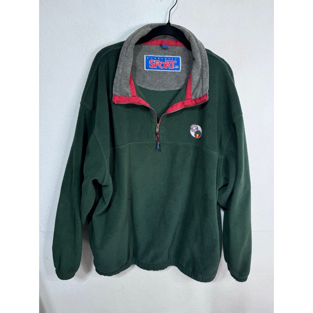 Vintage Dunbrooke Sport‎ Men's Fleece Quarter Zip Crystal Sugar Green Size XL
